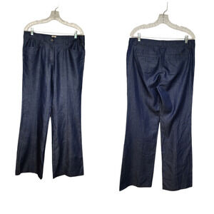 ANNE KLEIN WIDE-LEG CHAMBRAY DENIM PANTS SIZE US 8